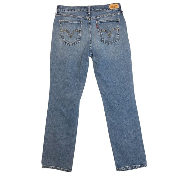 Levis Womens 505 Straight Leg Jeans Embroidered Medium Wash Blue Sz 29" Waist - Picture 1 of 12